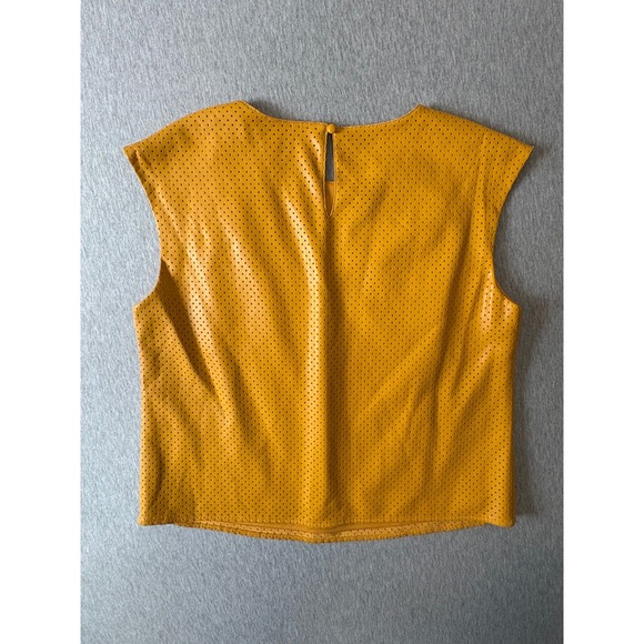 Marc New York Mustard Yellow Perforated Faux Leather Sleeveless - Picture 4 of 4